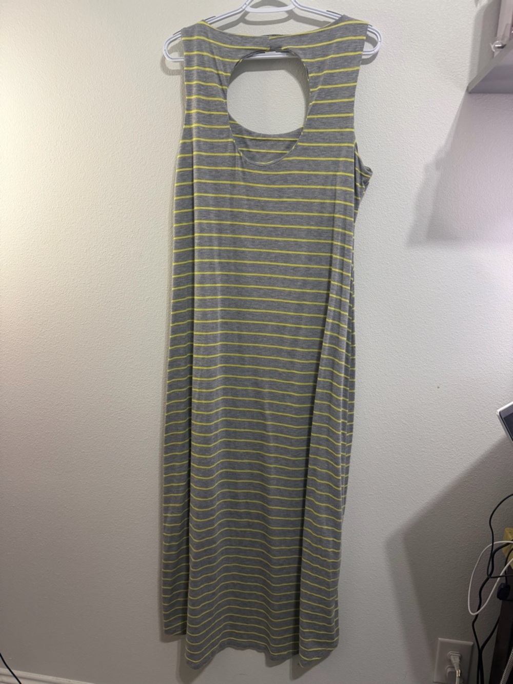 Bar III Gray and Yellow Striped High-Low Maxi Dress - Picture 4 of 6